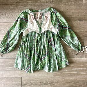 Free People Green Patterned mini Dress